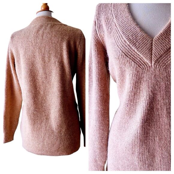 Zara Oatmeal Beige Mohair Wool Blend Sweater - Large - Picture 2 of 8